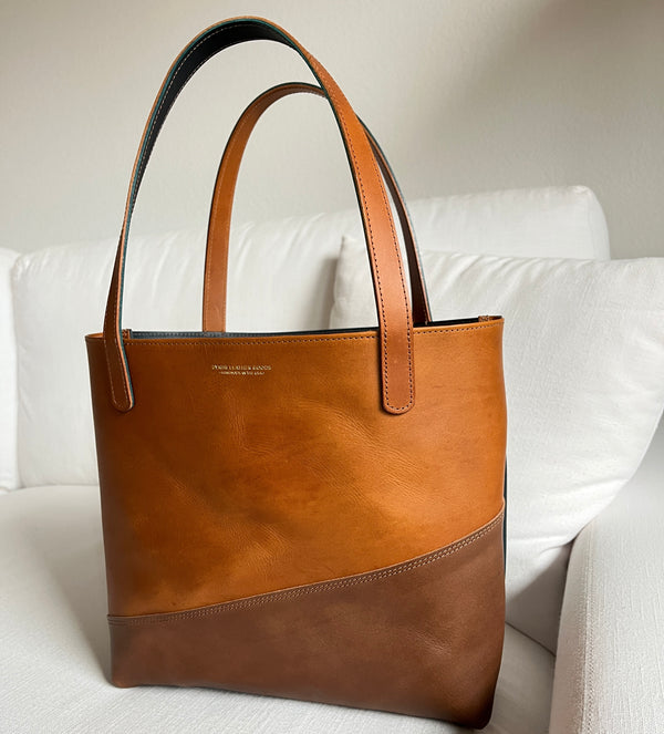 TOTE BAG BROWN + NAVY + COGNAC