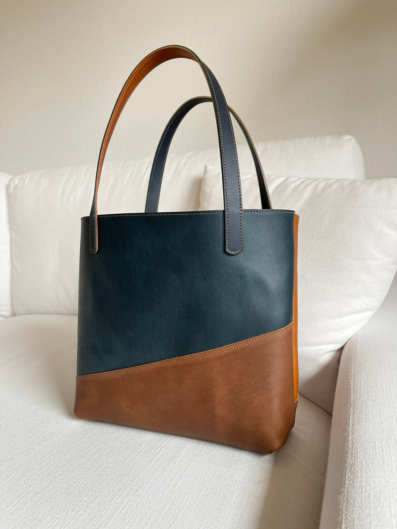 TOTE BAG BROWN + NAVY + COGNAC